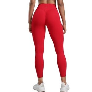 High Waisted Womens Yoga Pants Secretsculpt Workout Leggings Red
